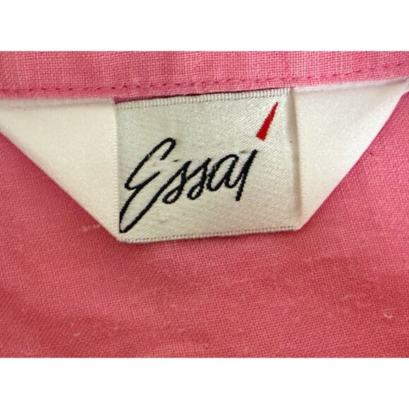 Essay 100% Linen Tunic Vintage-Inspired Pink Button-Up Shirt Oversized - Picture 3 of 10